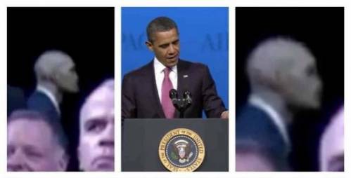 На конференции с речью Обамы засняли рептилоида?
